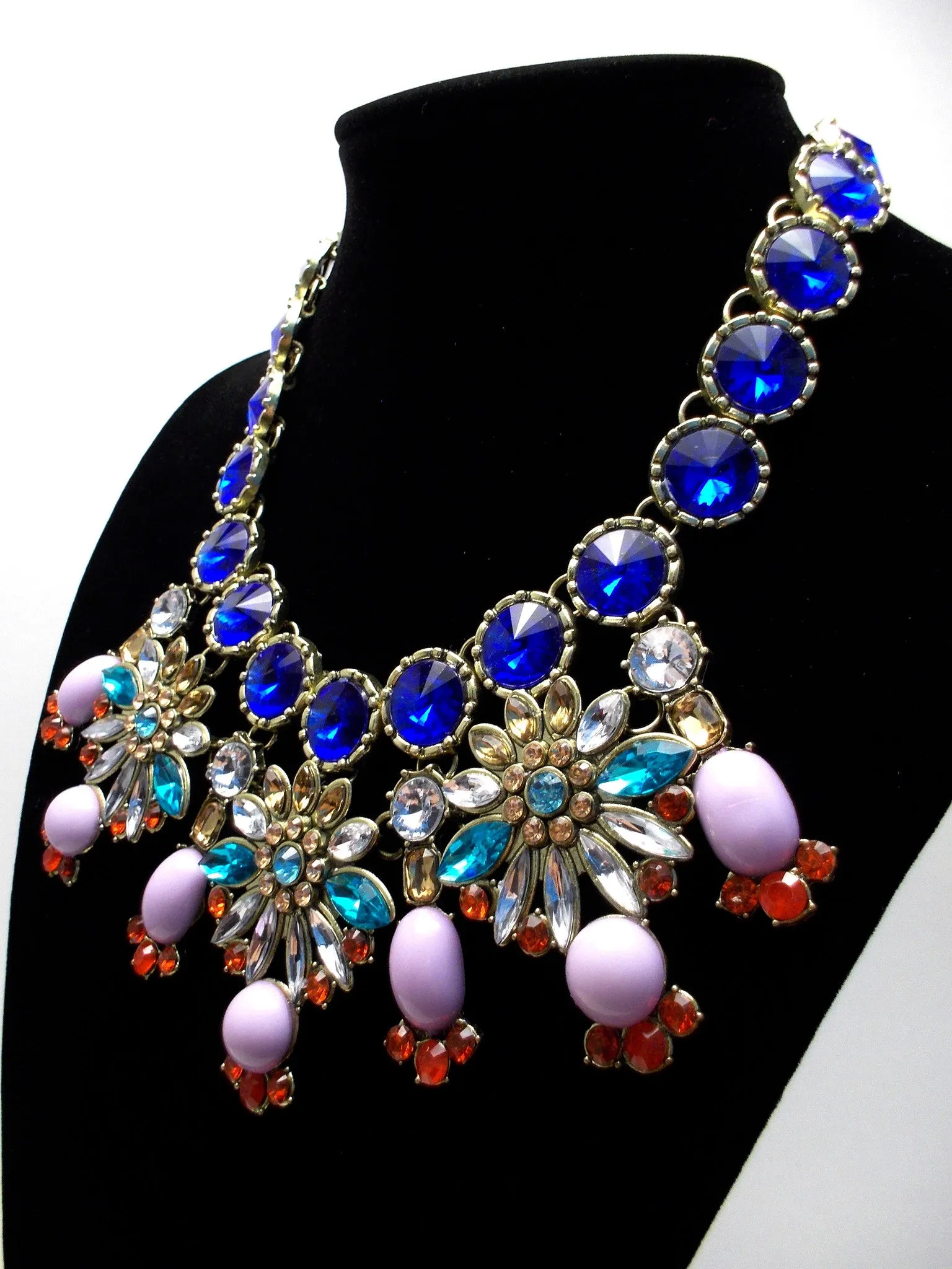 Luxe Cobalt Crystal Firework Statement Necklace