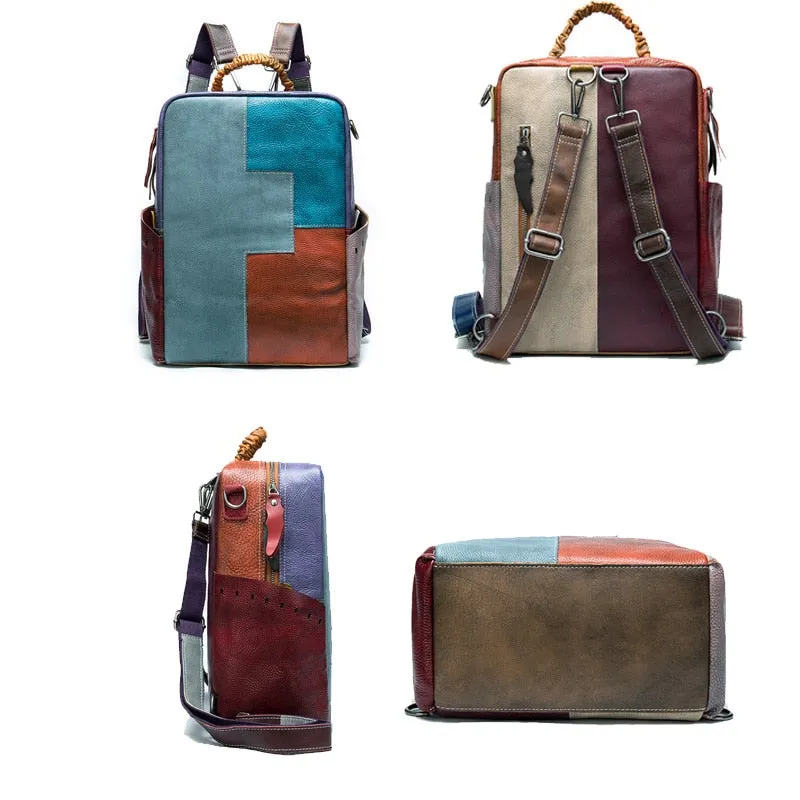 Luxury Exotic Patchwork Leather Laptop Backpack