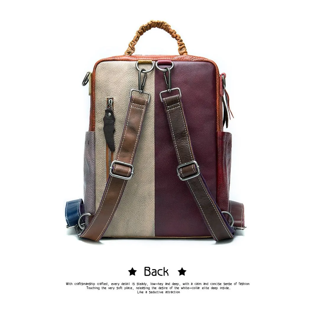 Luxury Exotic Patchwork Leather Laptop Backpack