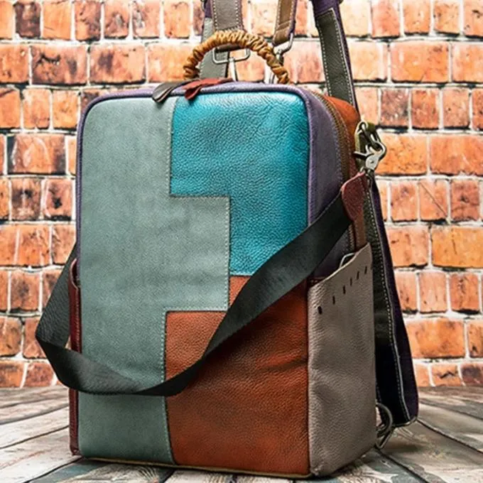 Luxury Exotic Patchwork Leather Laptop Backpack