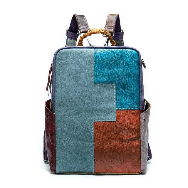 Luxury Exotic Patchwork Leather Laptop Backpack