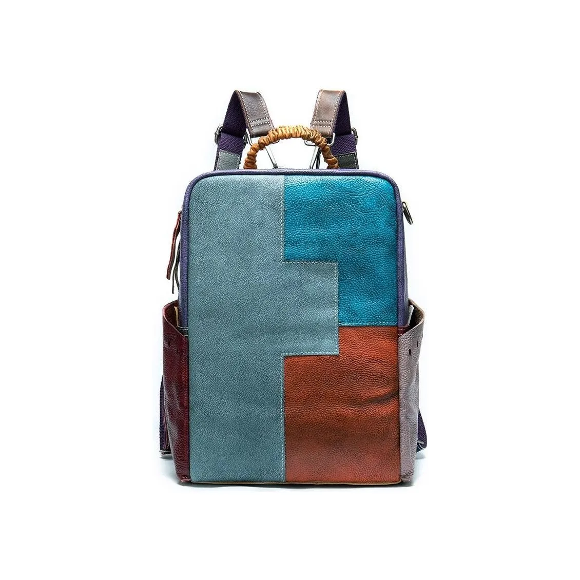 Luxury Exotic Patchwork Leather Laptop Backpack