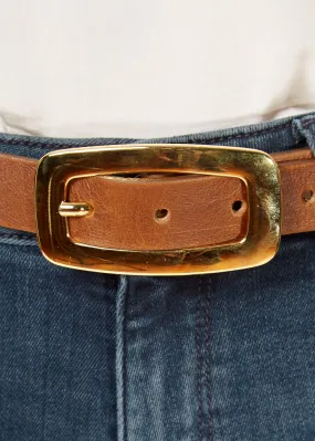 'Lyra' Cogna Brown Belt With Gold Buckle