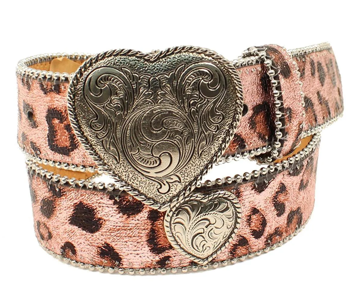 MF Western Ariat Western Girl Leopard Print Heart Concho Belt Style A1306230