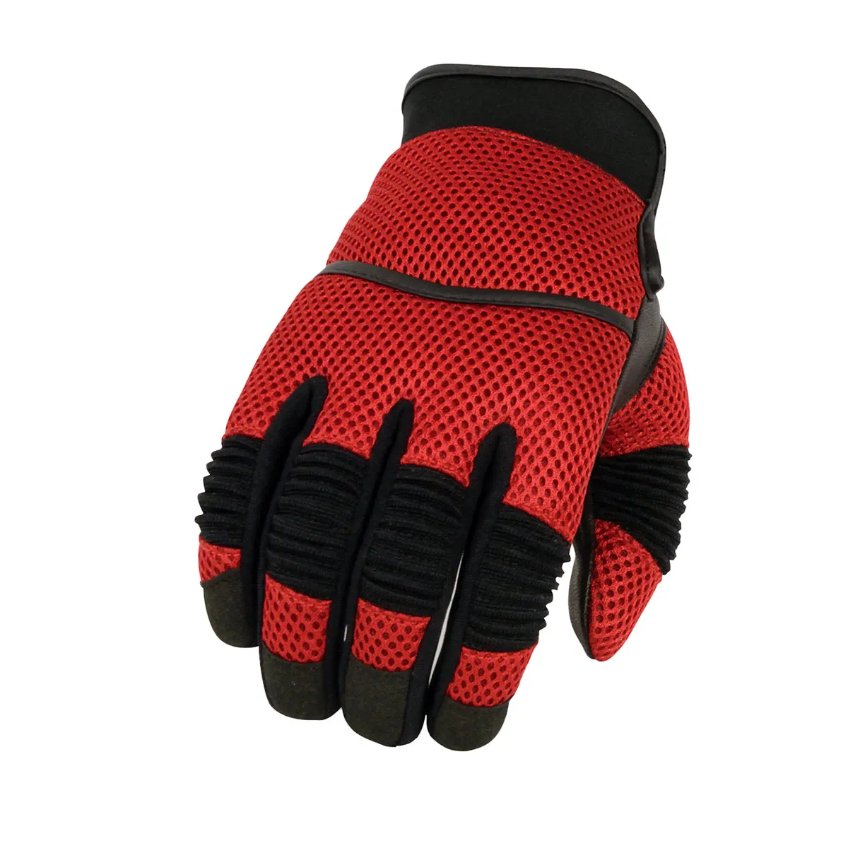 Milwaukee Leather SH791 Men's Black Leather and Red Mesh Combo Racing