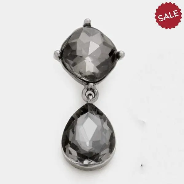 Miro Charcoal Black Crystal Teardrop Earrings