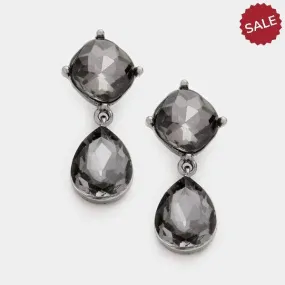 Miro Charcoal Black Crystal Teardrop Earrings