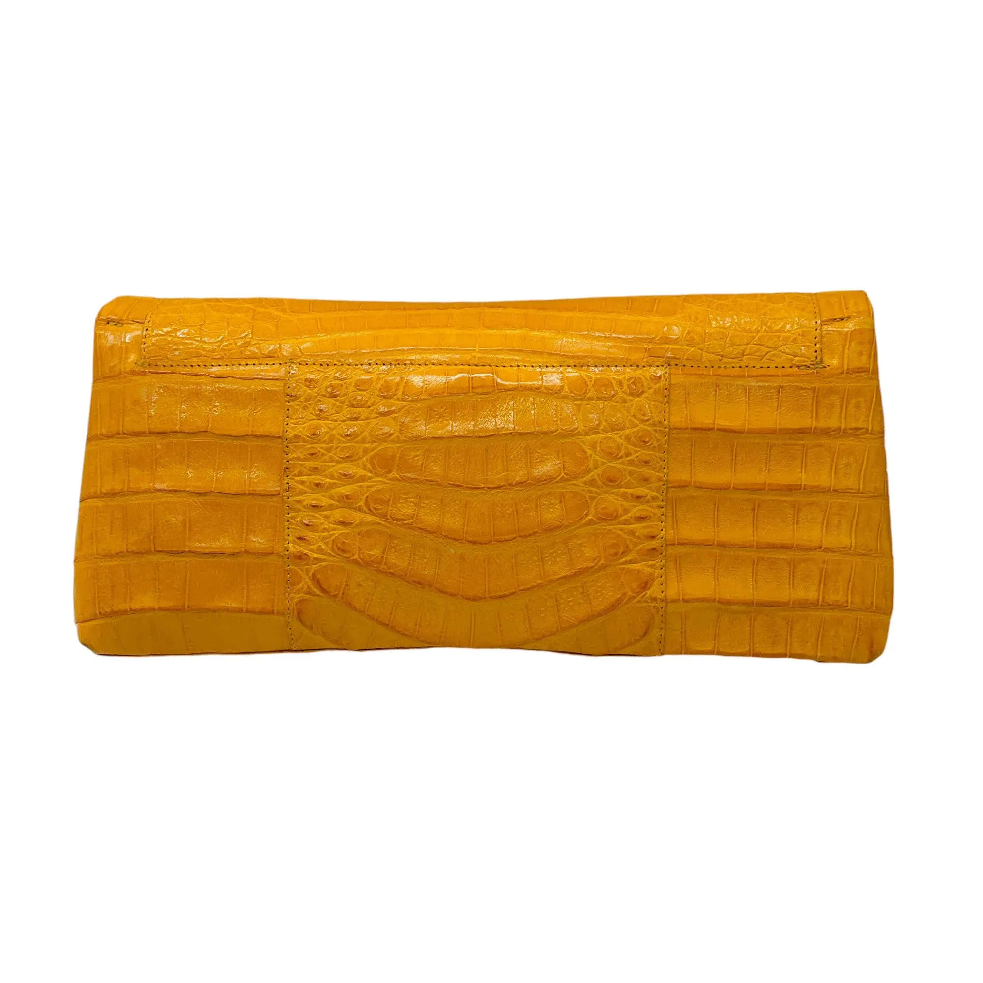 Nancy Gonzalez Mustard Yellow Crocodile Skin Leather Clutch