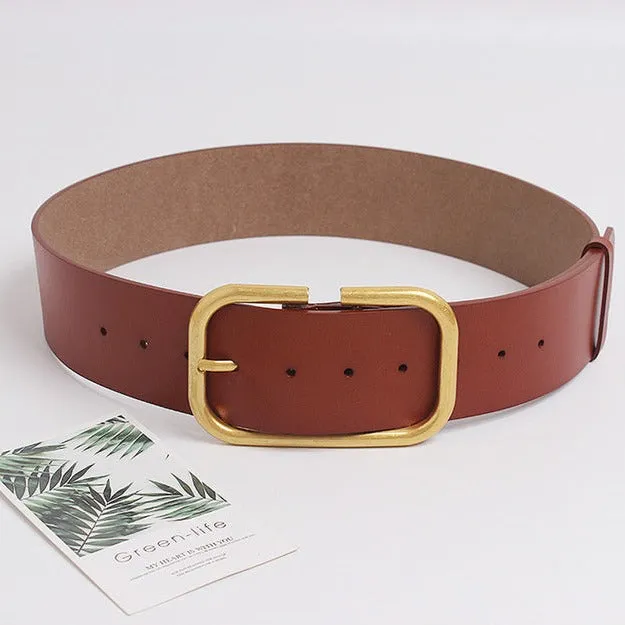 Oversize Buckle Leather Belt