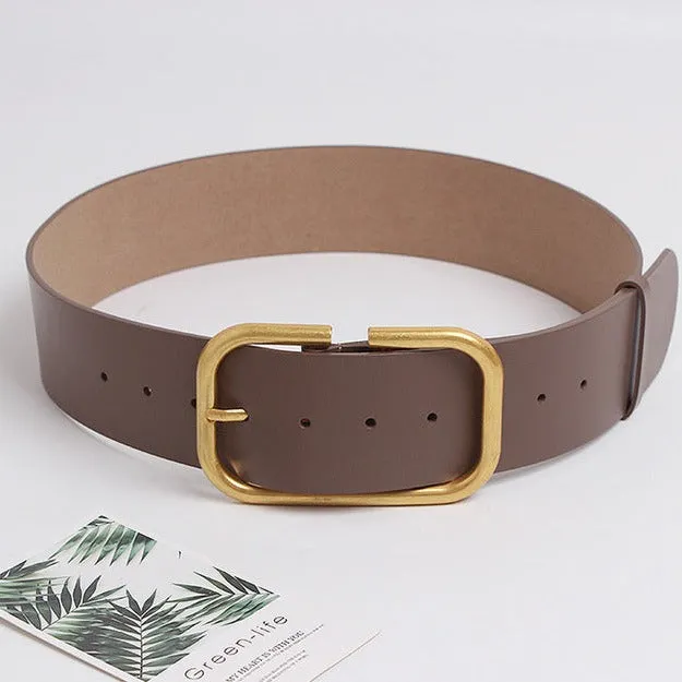 Oversize Buckle Leather Belt