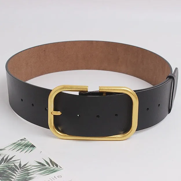 Oversize Buckle Leather Belt