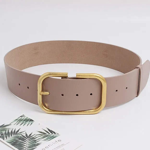 Oversize Buckle Leather Belt