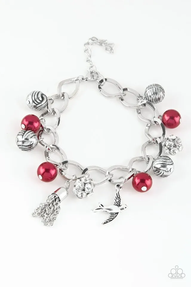 Paparazzi Bracelet ~ Lady Love Dove - Red