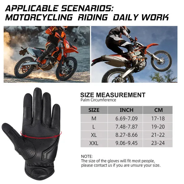 Perforated Genuine Leather Men's Motorcycle Gloves