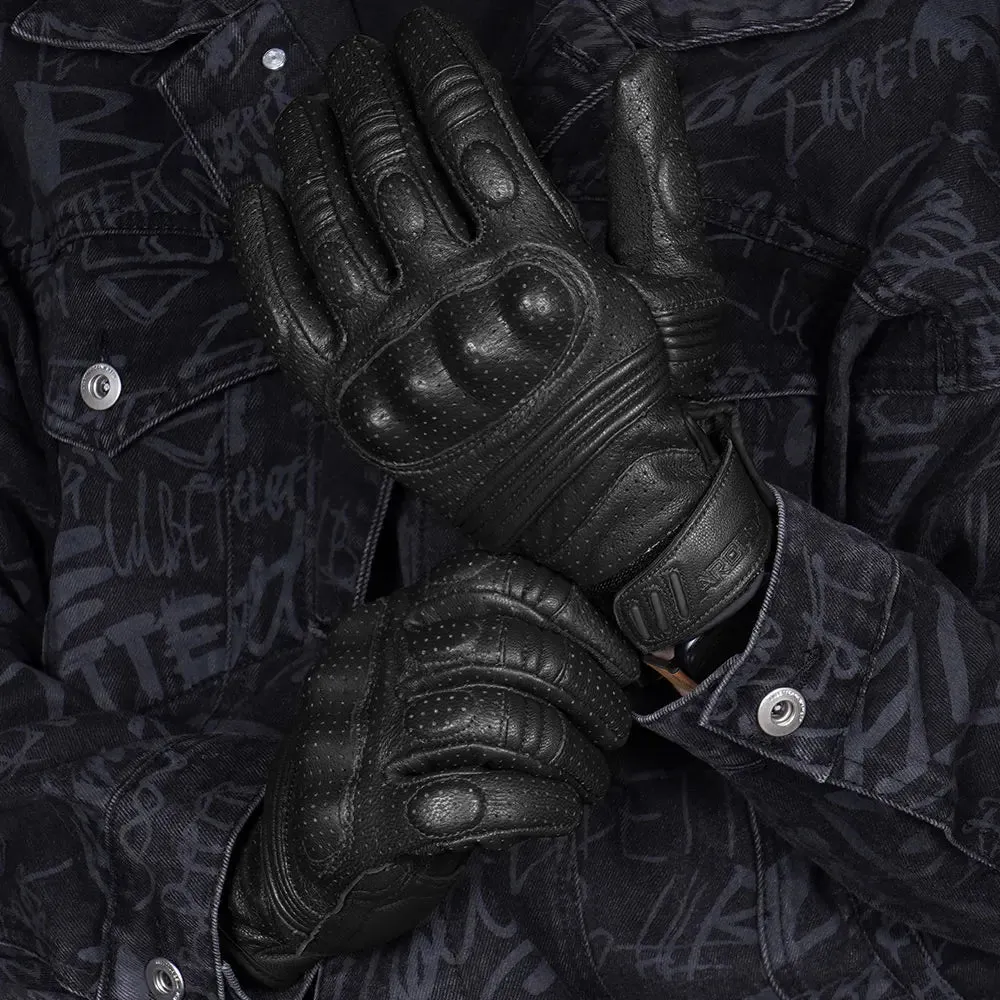 Perforated Genuine Leather Men's Motorcycle Gloves