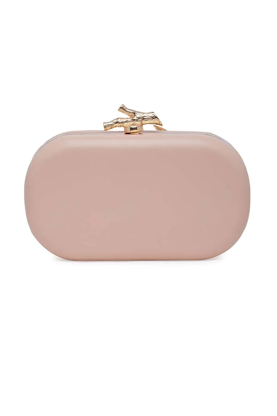 Pink & Gold Embellished Leather Clutch