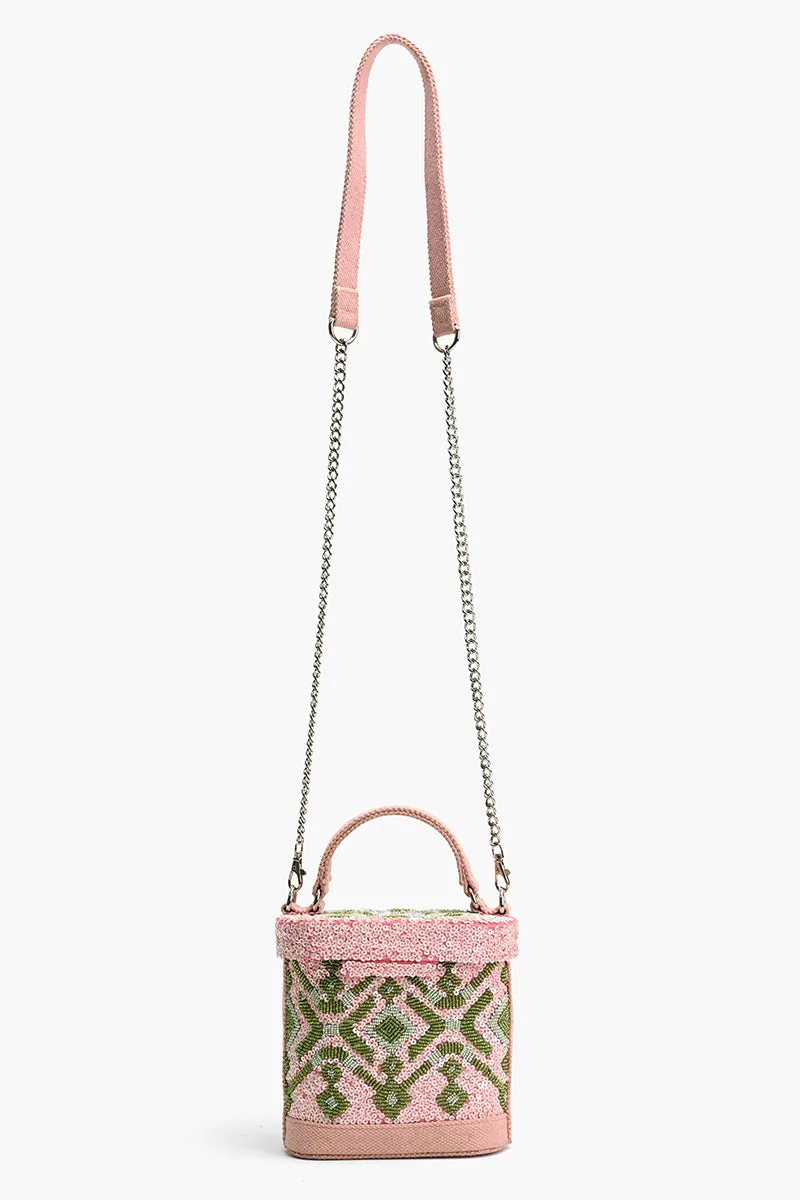 Pink Muse Embellished Handheld Bag