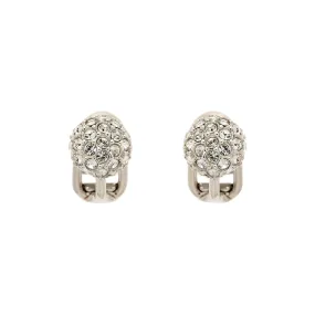 Platinum Pave Crystal Stud Clip Earrings