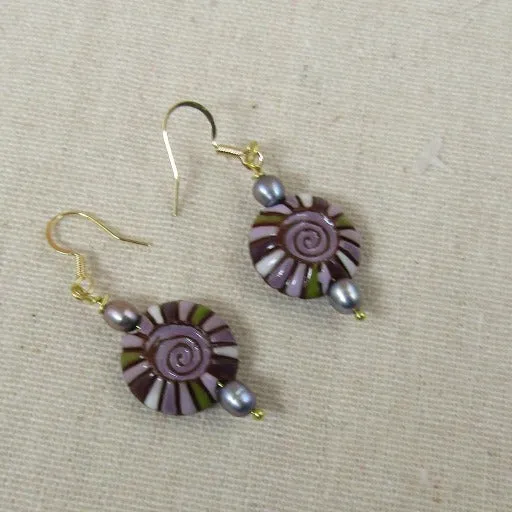 Purple & Lilac Handmade Bead Earrings