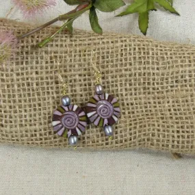 Purple & Lilac Handmade Bead Earrings