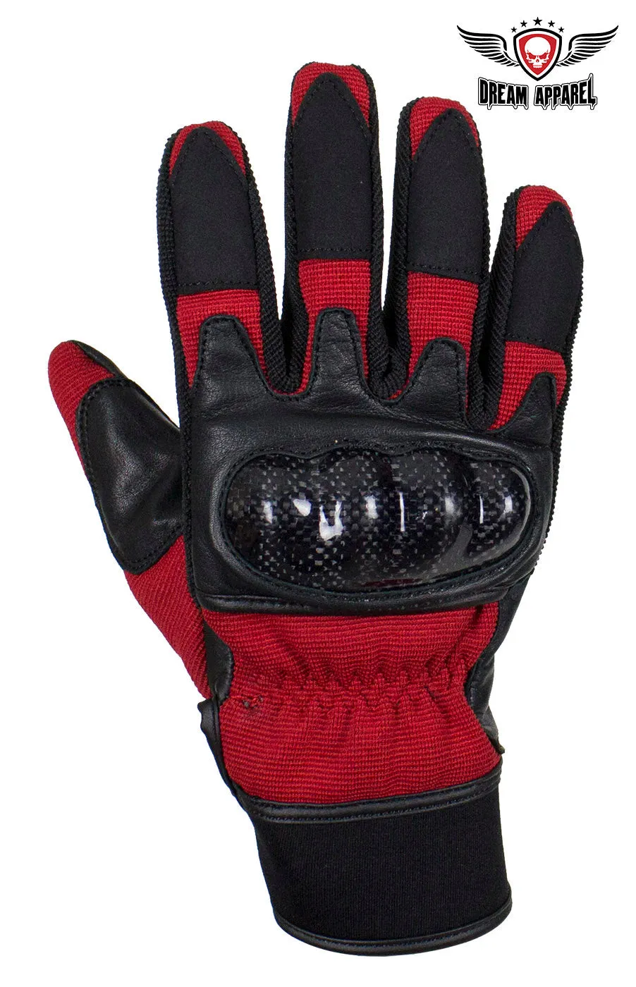 Red/Black Leather Motorcycle Gloves