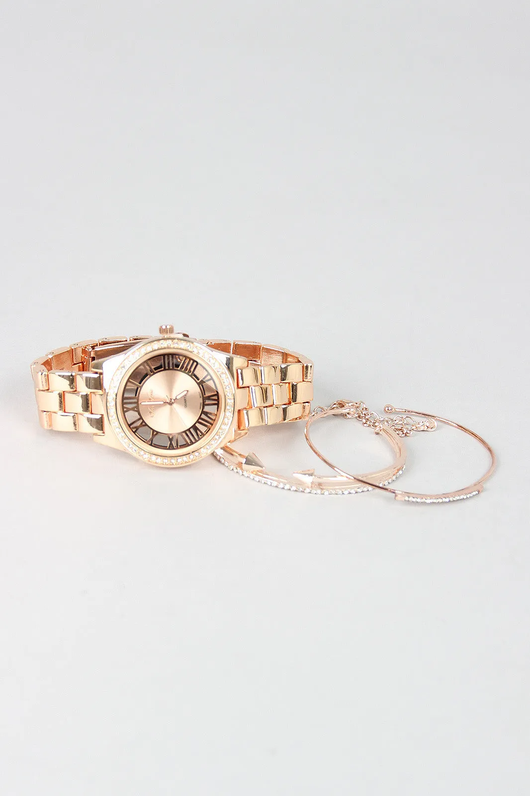 Rhinestone Accent Watch and Bracelet Set