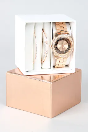 Rhinestone Accent Watch and Bracelet Set