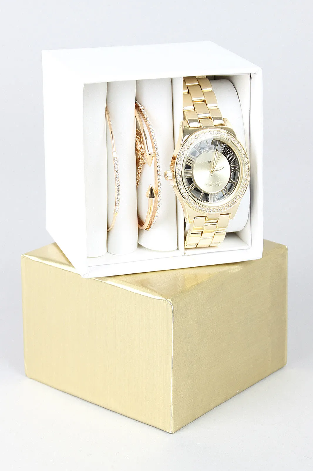 Rhinestone Accent Watch and Bracelet Set