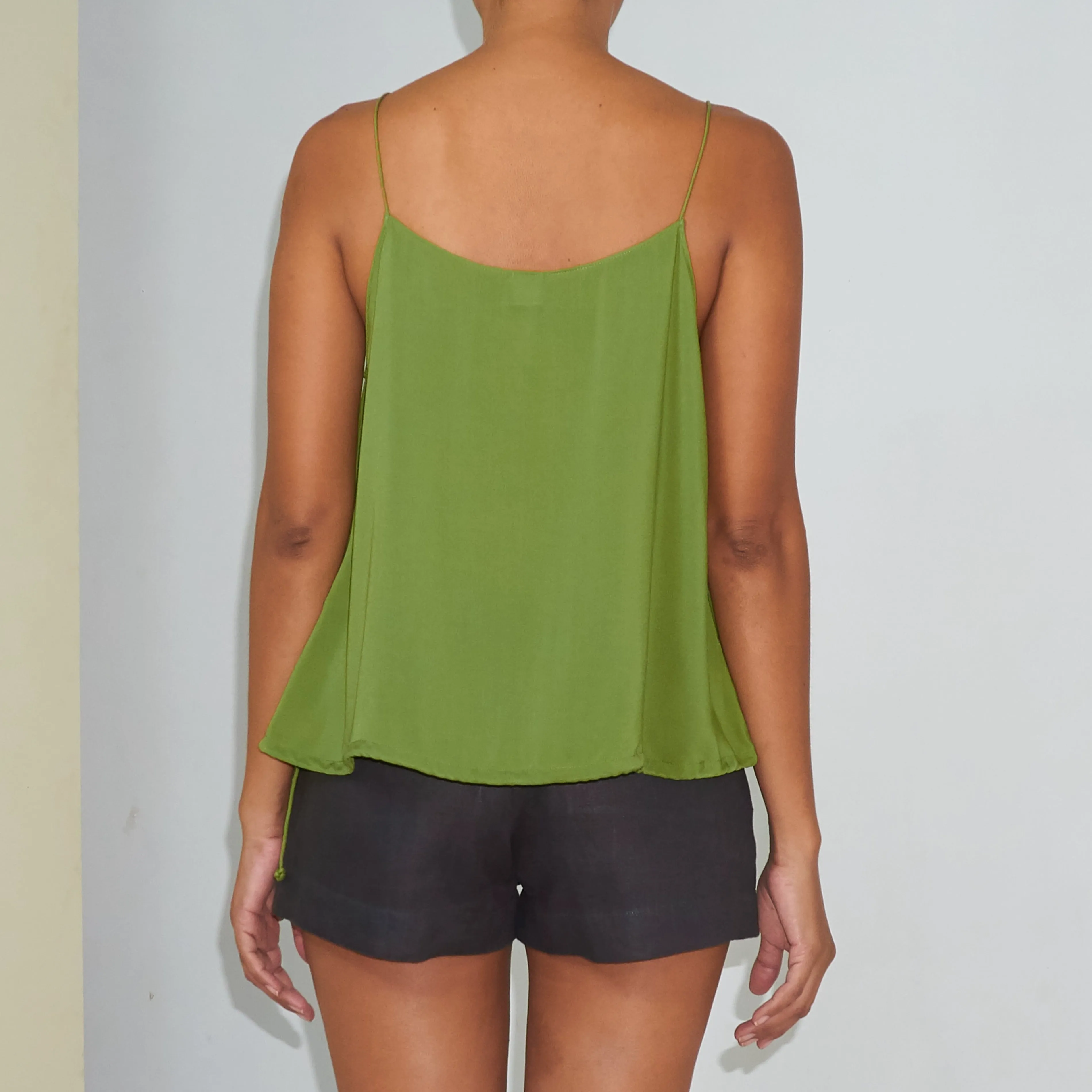 RINKI STRING CAMISOLE - Rayon Voile | Moss Green