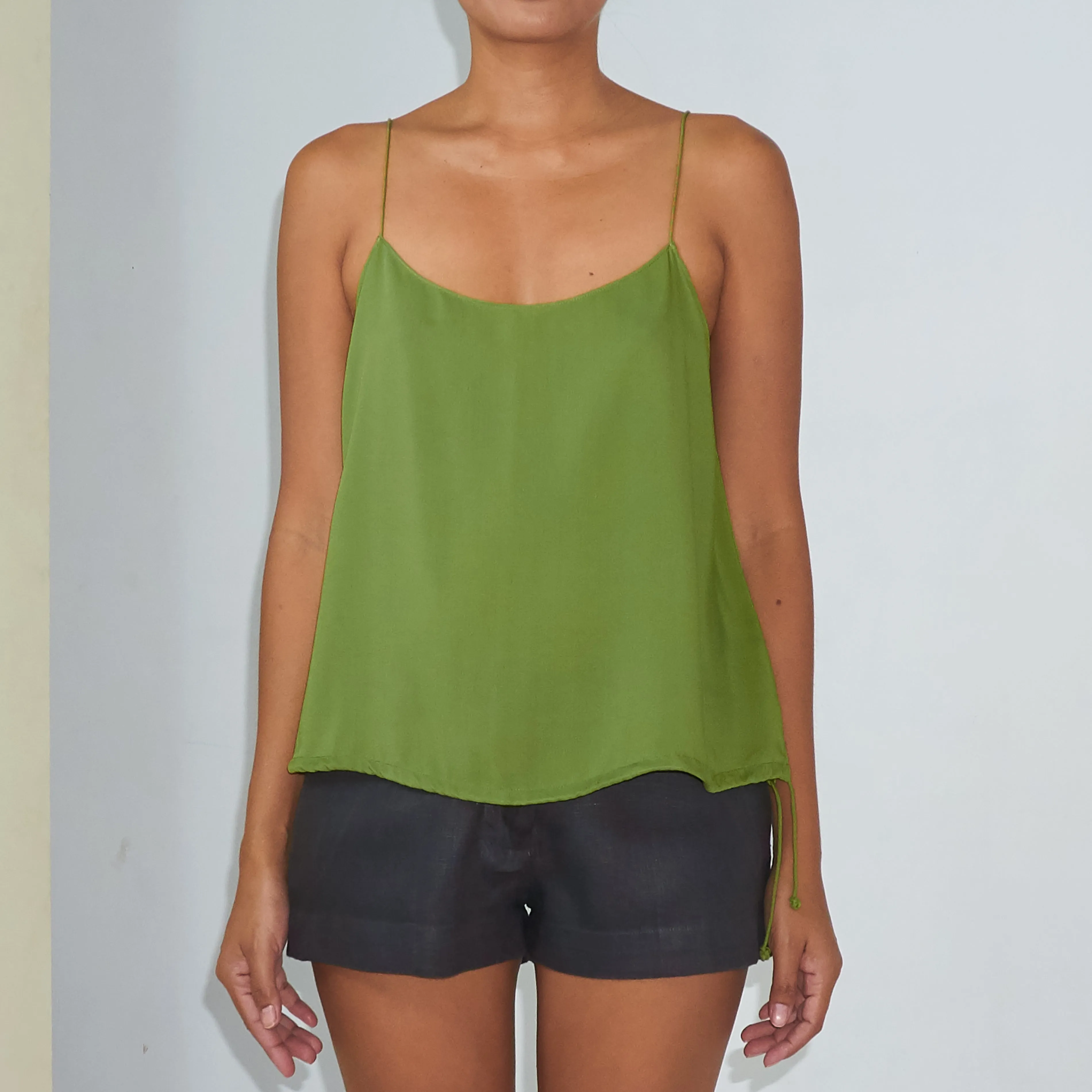 RINKI STRING CAMISOLE - Rayon Voile | Moss Green