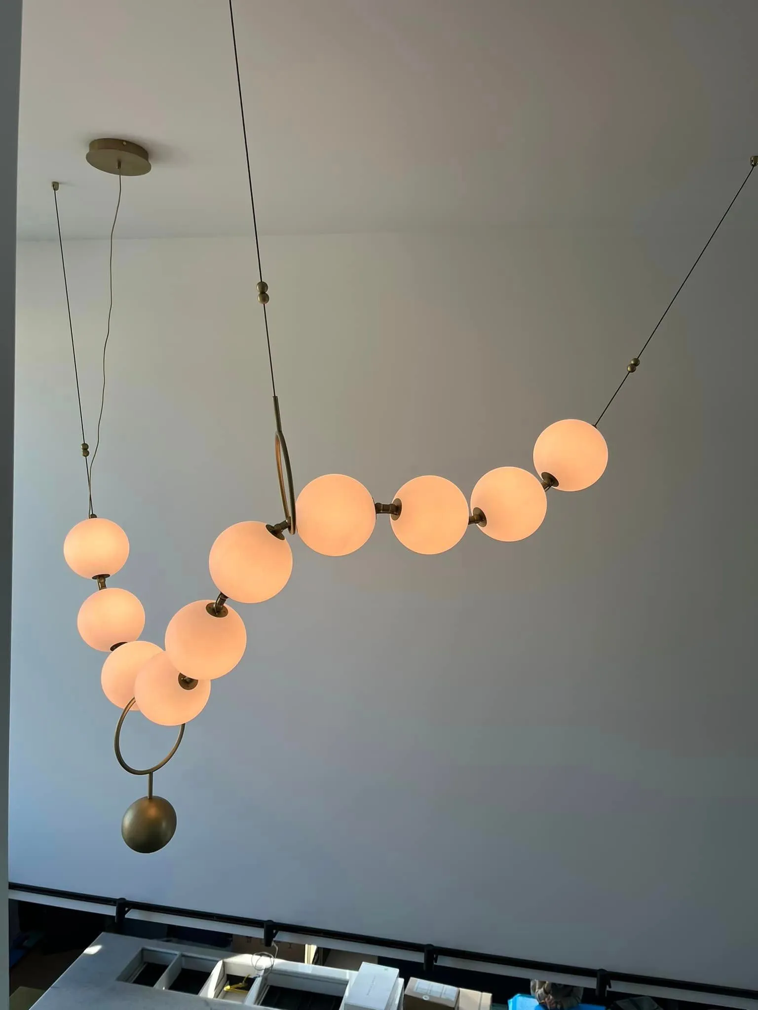 Rylight Modern Simple Acrylic Pearl Necklace Chandelier