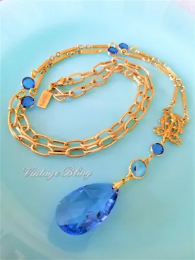 Sapphire Blue Chandelier Crystal Necklace