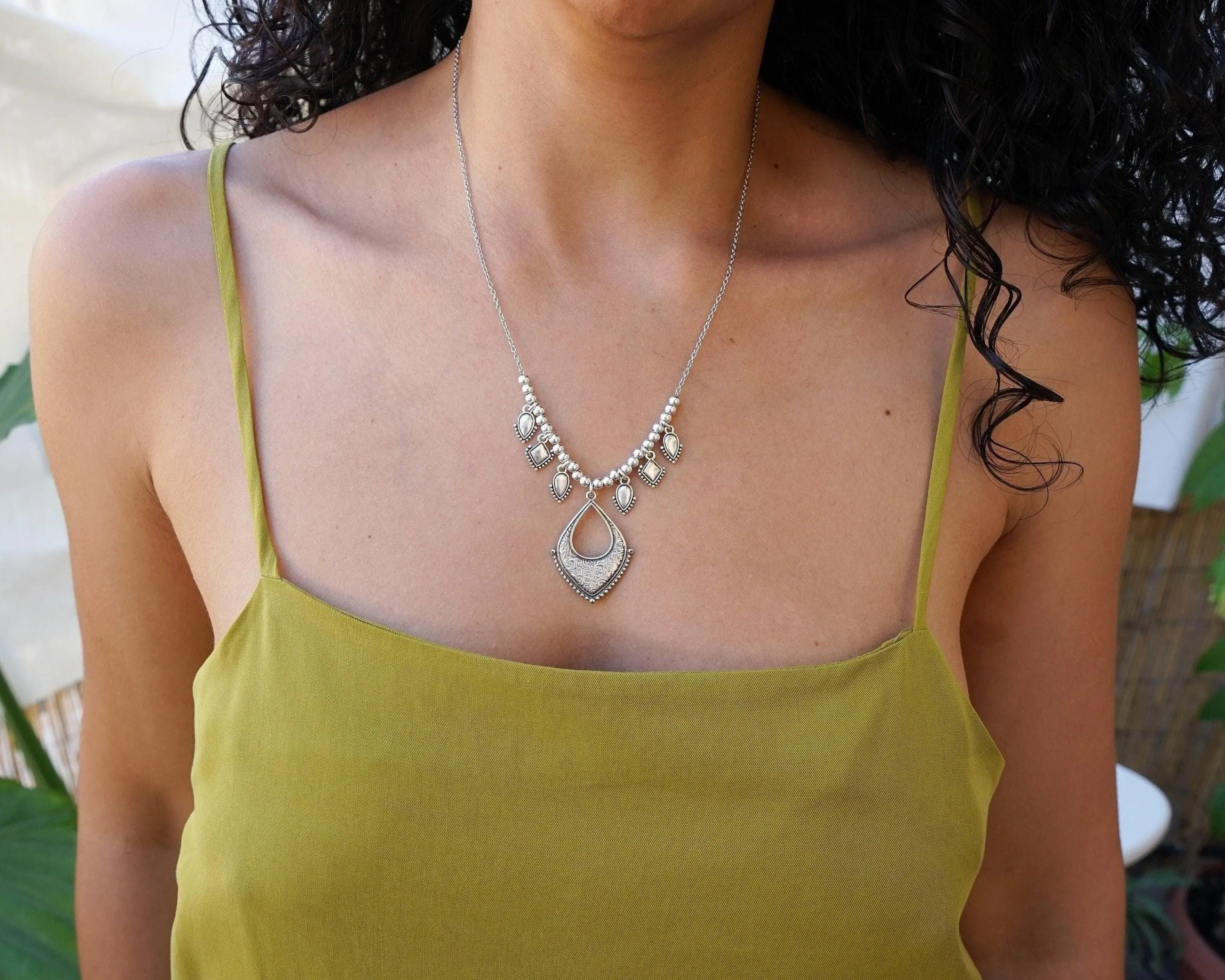 Silver Chandelier Rhombus Necklace