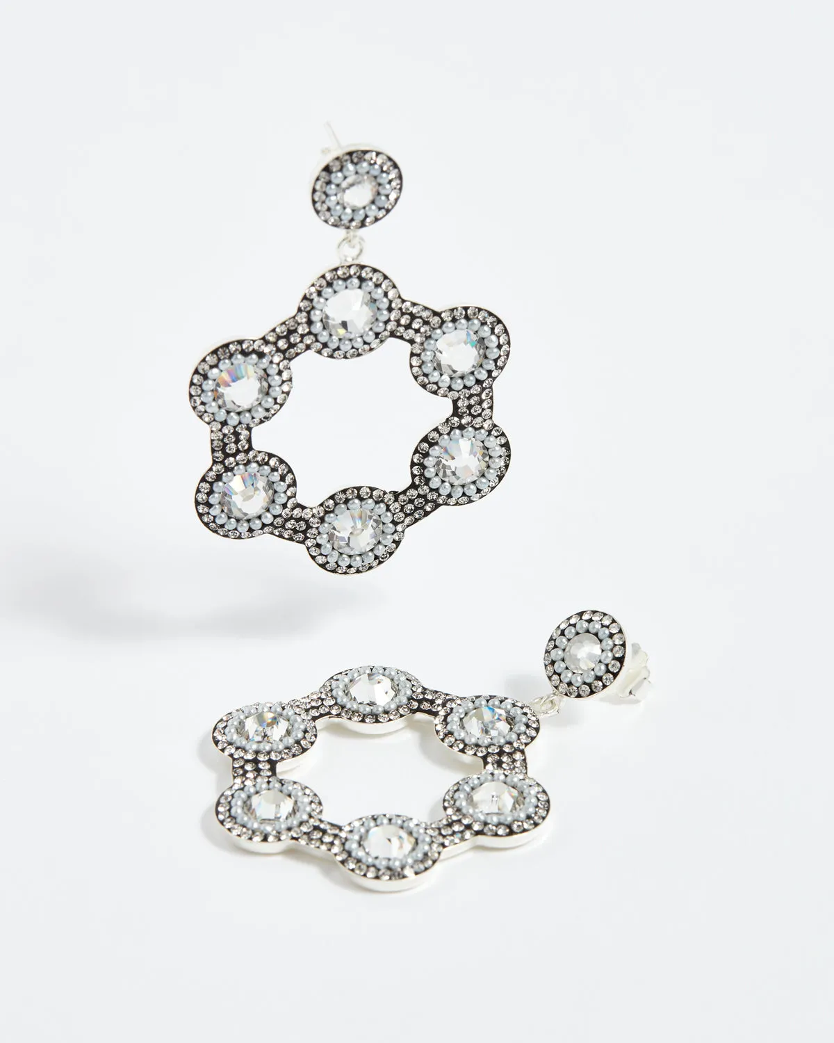 Silver Crystal Mini Hoop Earrings