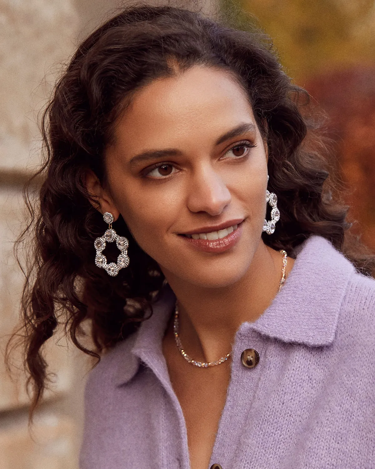 Silver Crystal Mini Hoop Earrings