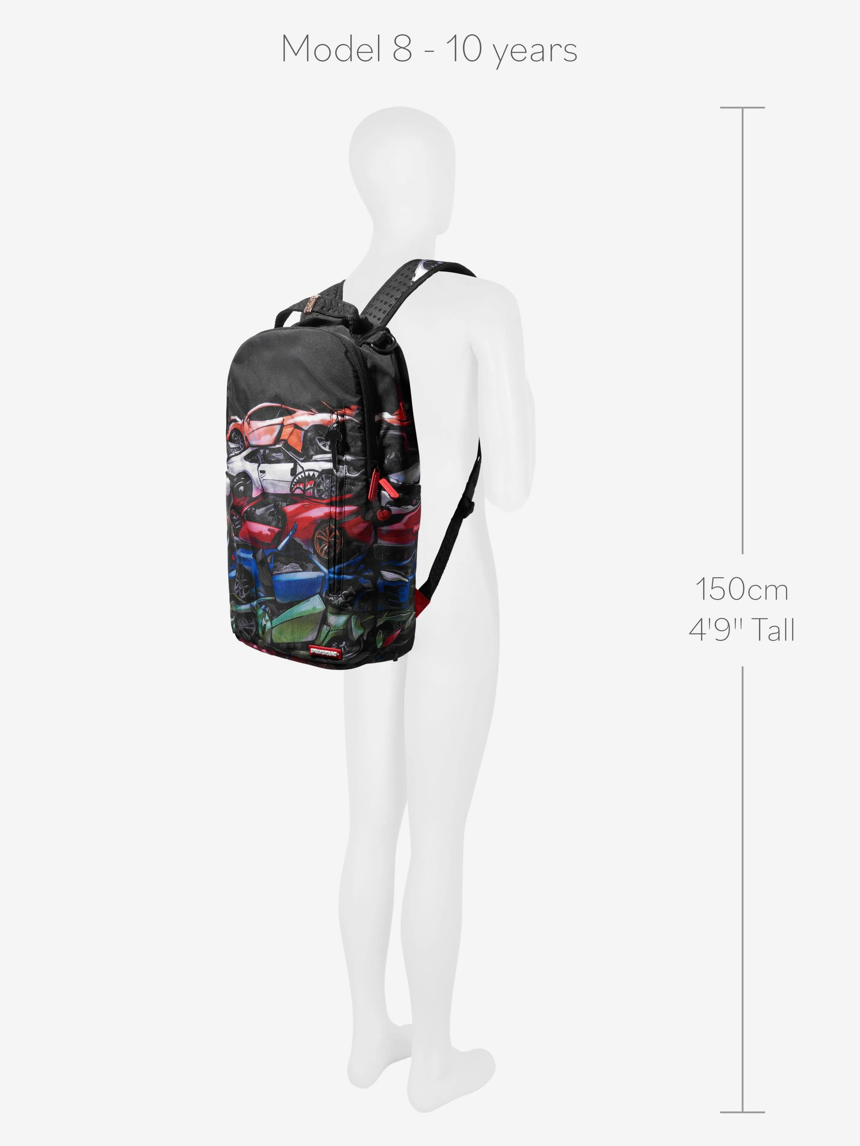 Sprayground Kids Crushed Sports Cars DLXSR Backpack in Multicolour (18" x 6" x 11.5")