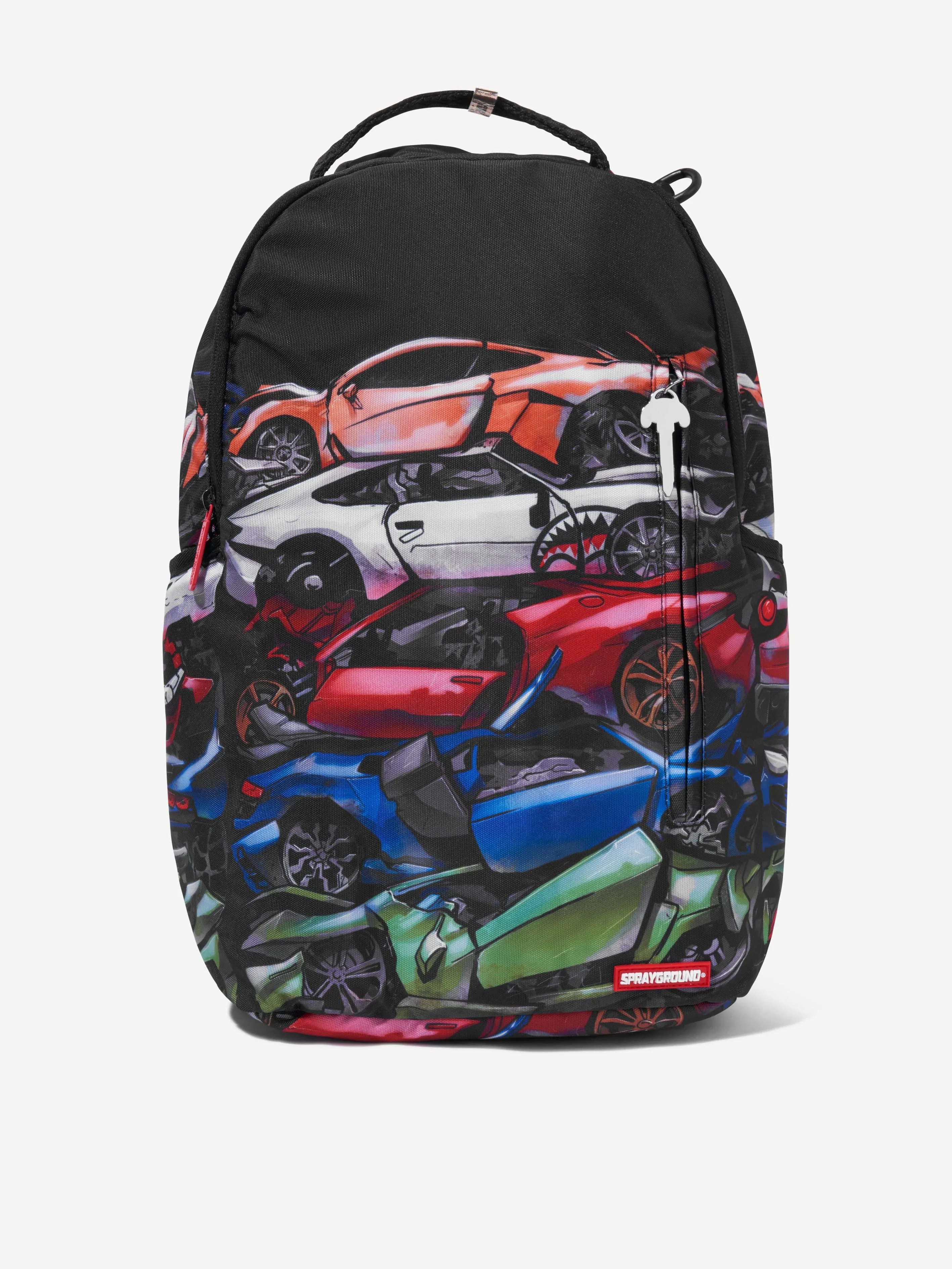 Sprayground Kids Crushed Sports Cars DLXSR Backpack in Multicolour (18" x 6" x 11.5")