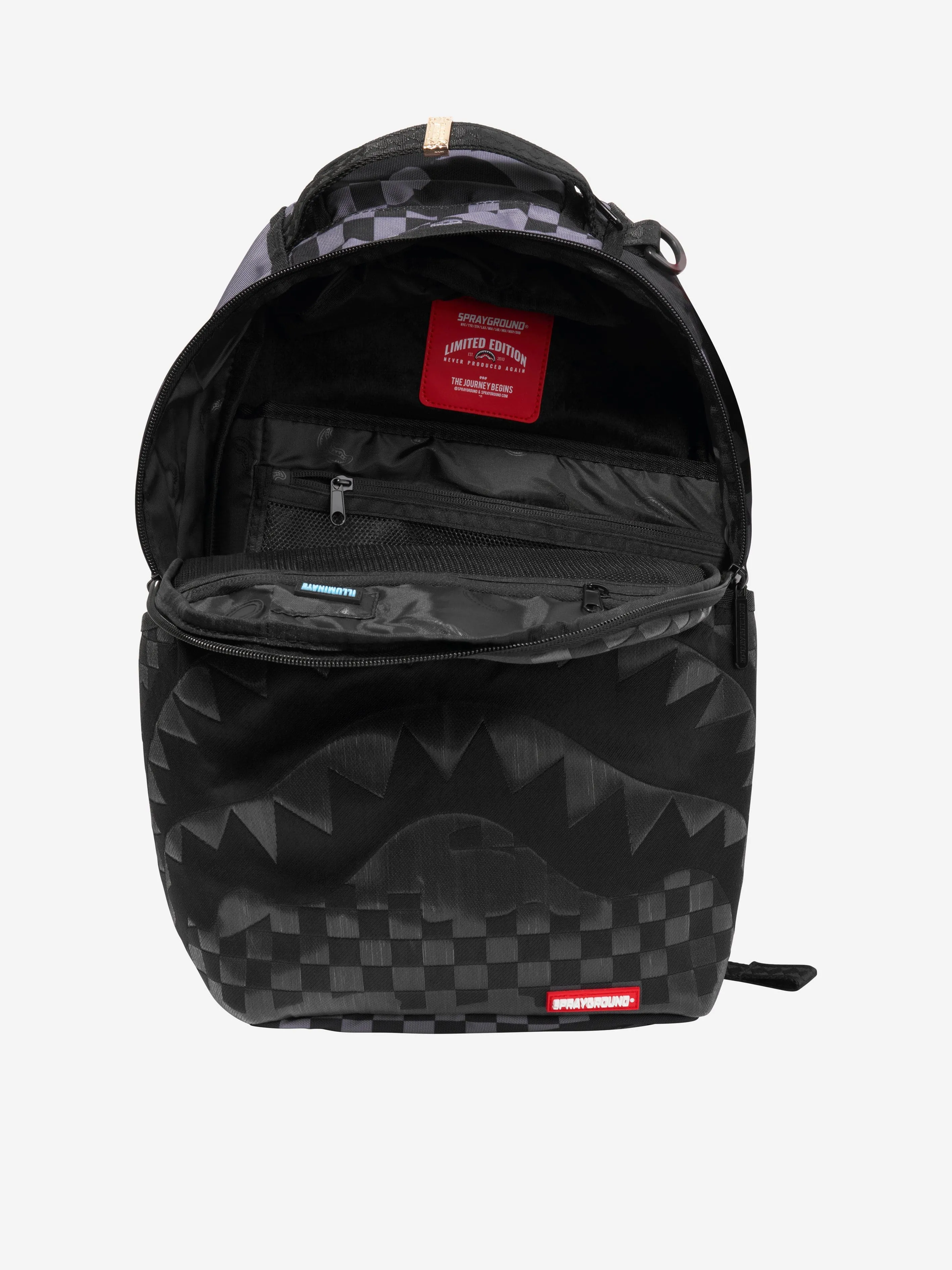 Sprayground Kids Fiber Optics 3am The Party Never Stops DLXSR Backpack in Black