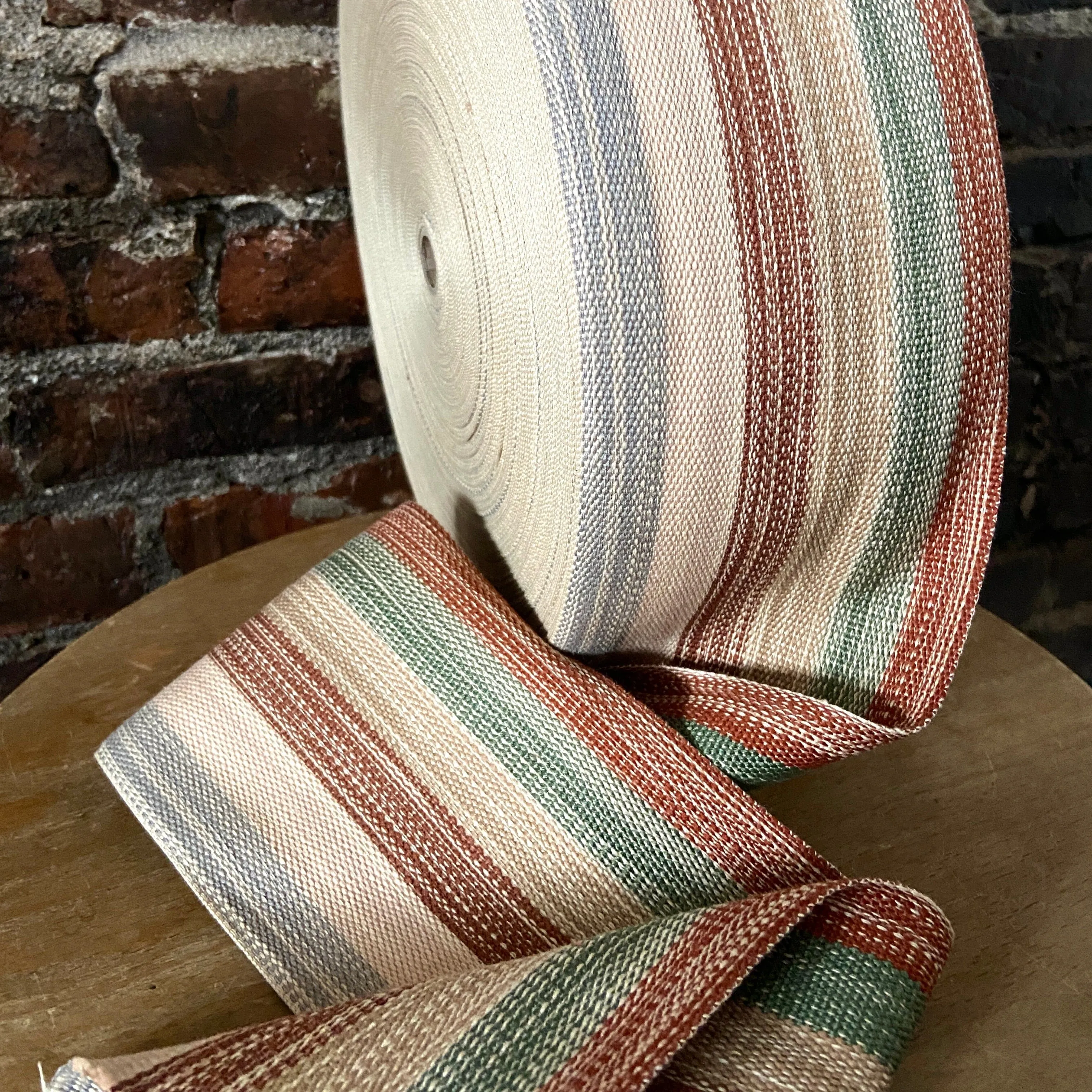 Striped Cotton Webbing - Sandstone - 4" Wide