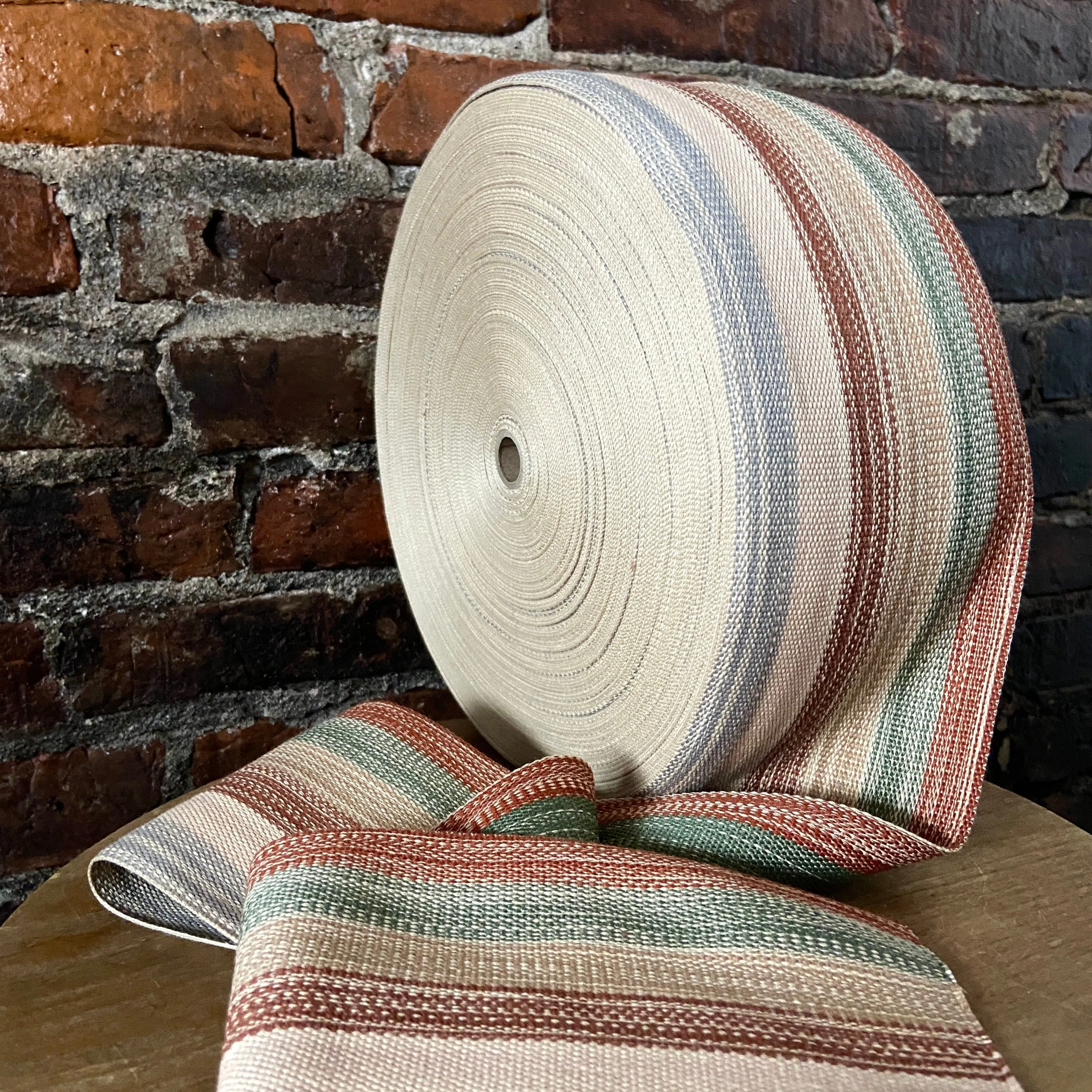 Striped Cotton Webbing - Sandstone - 4" Wide