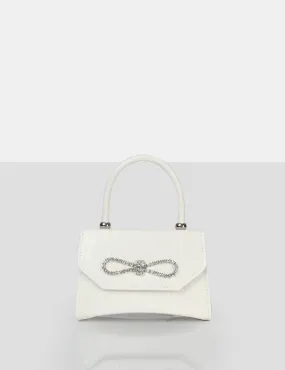 The Lore White Croc Diamante Bow Grab Bag