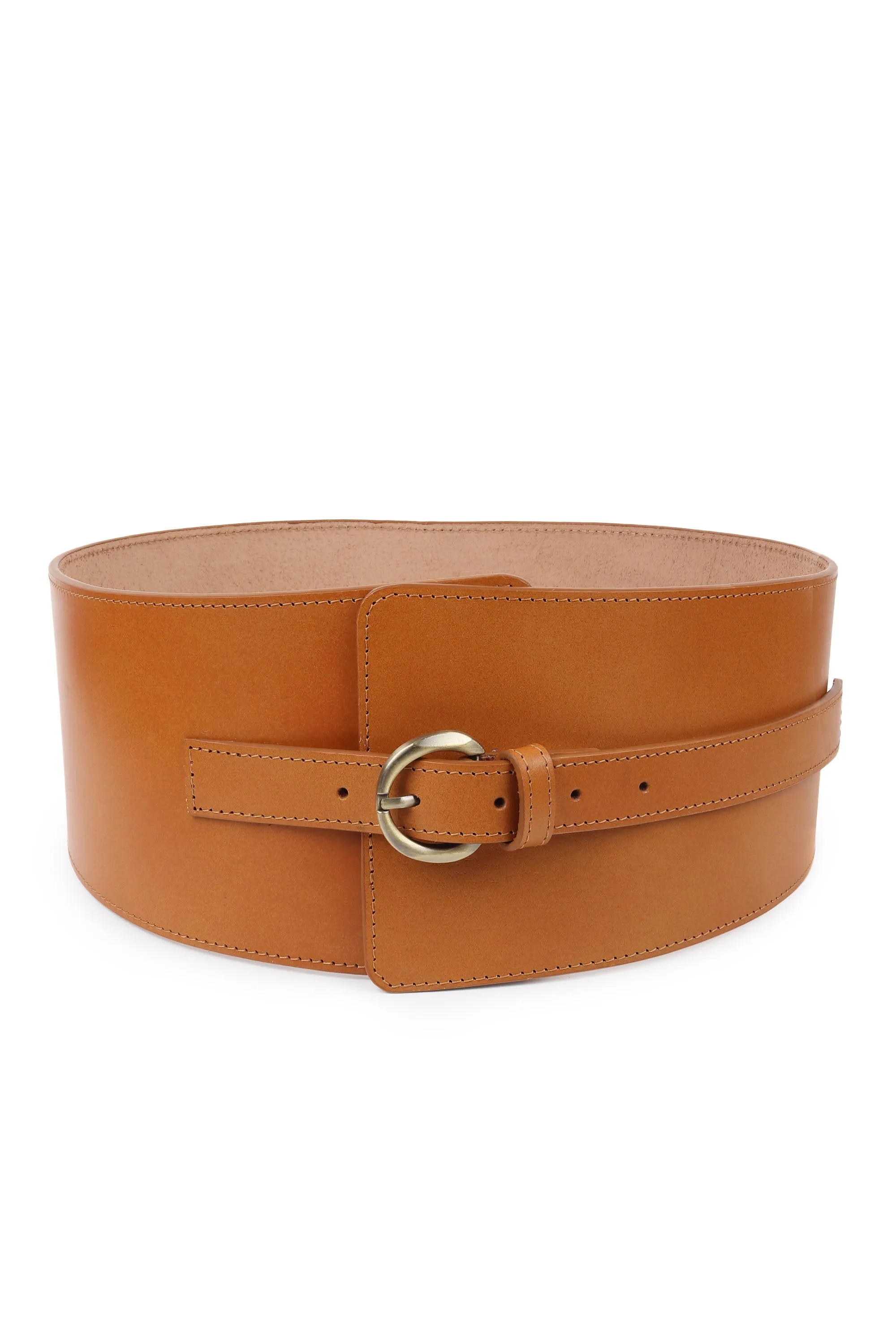 Upcycled Leather Corset Belt Camel