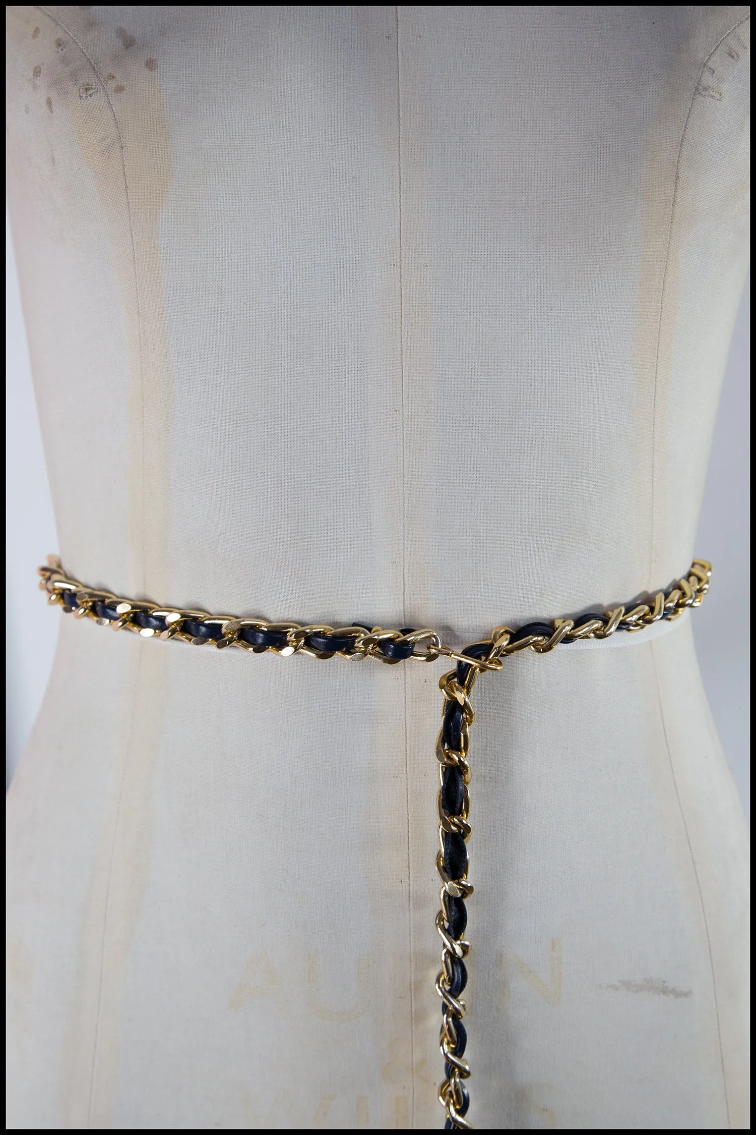 Vintage Gold Leather Chain Belt