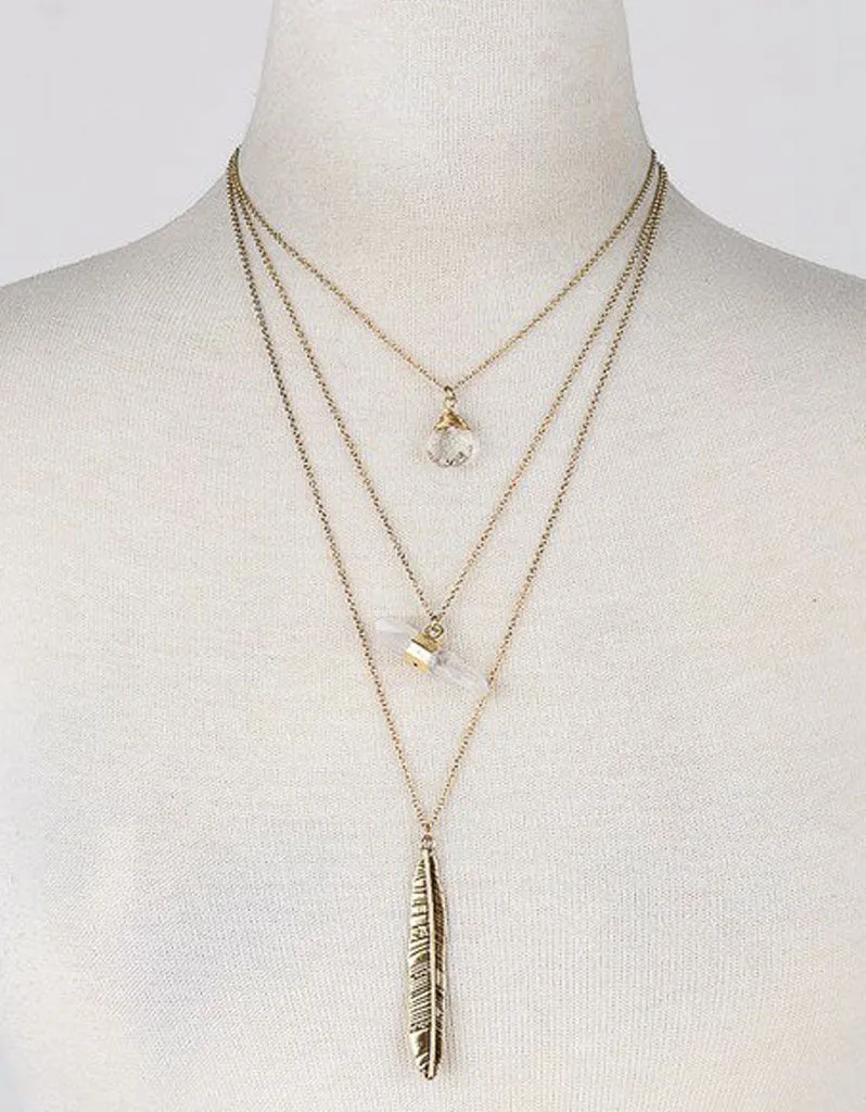 Vintage Snoot Gold Feather Necklace