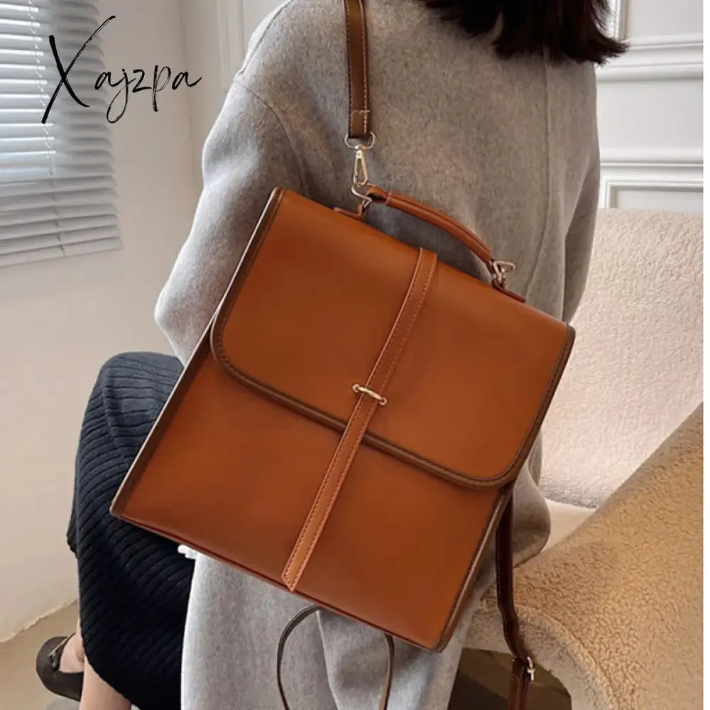 Xajzpa - Fashion Backpack High Quality Leather New Designer Backpacks for Teenage Girls Female School Shoulder Bag Women Backpack Purse