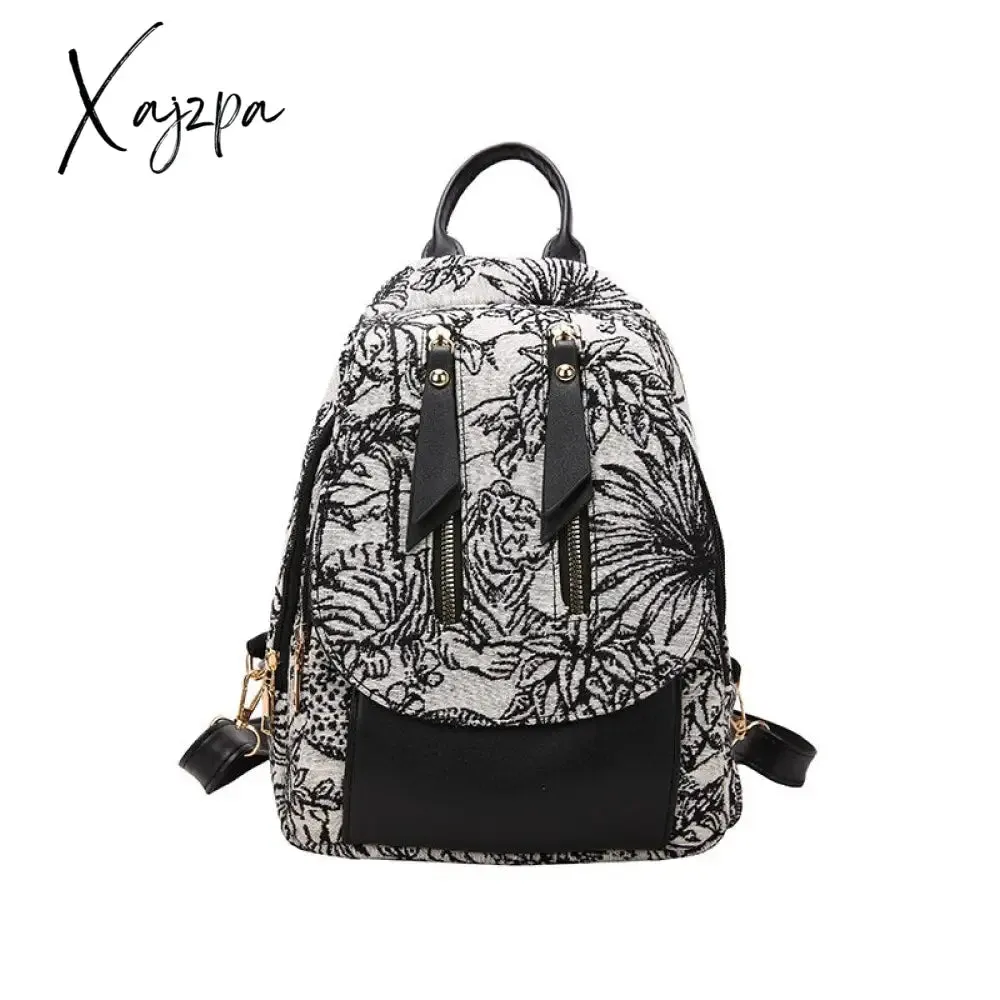 Xajzpa - Luxury Designer 2023 Women Backpack Flower Pattern Female Fashion Shoulder Bags School Backpacks Bag for Teenage Girls Purses