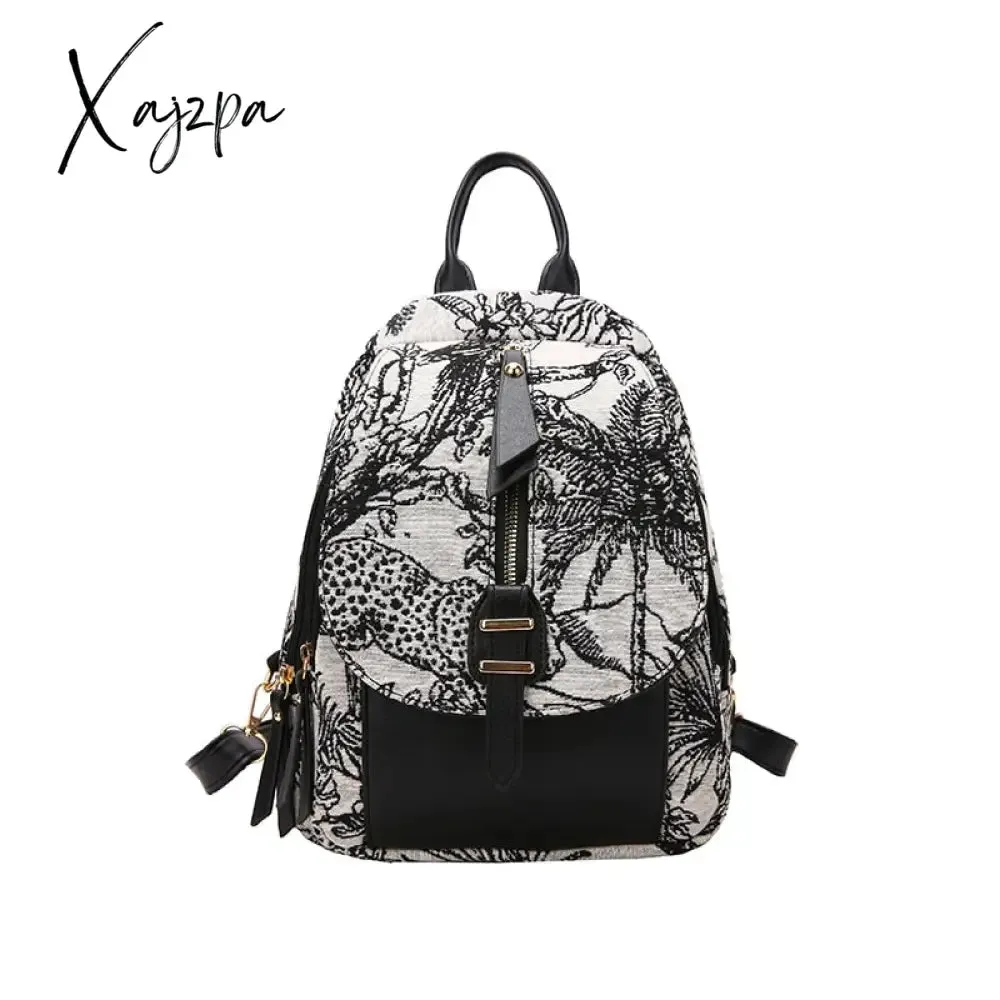 Xajzpa - Luxury Designer 2023 Women Backpack Flower Pattern Female Fashion Shoulder Bags School Backpacks Bag for Teenage Girls Purses